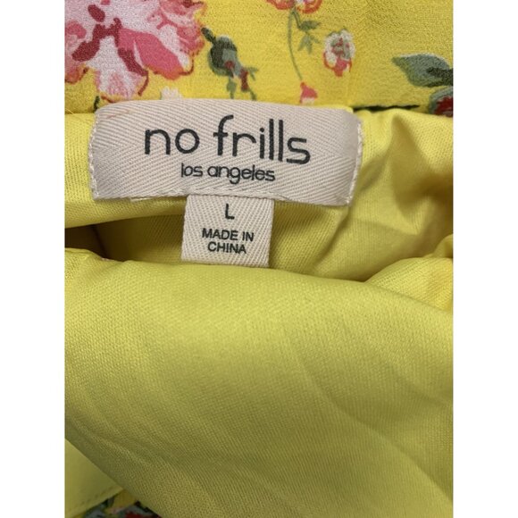 No Frills Los Angeles Yellow Floral Babydoll Cottage Maxi Dress L - Picture 4 of 9